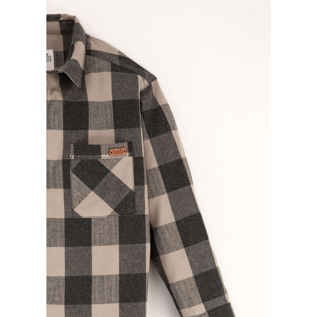 Only 34.60 usd for Popelin Taupe Check Shirt With Collar (MOD 18.1